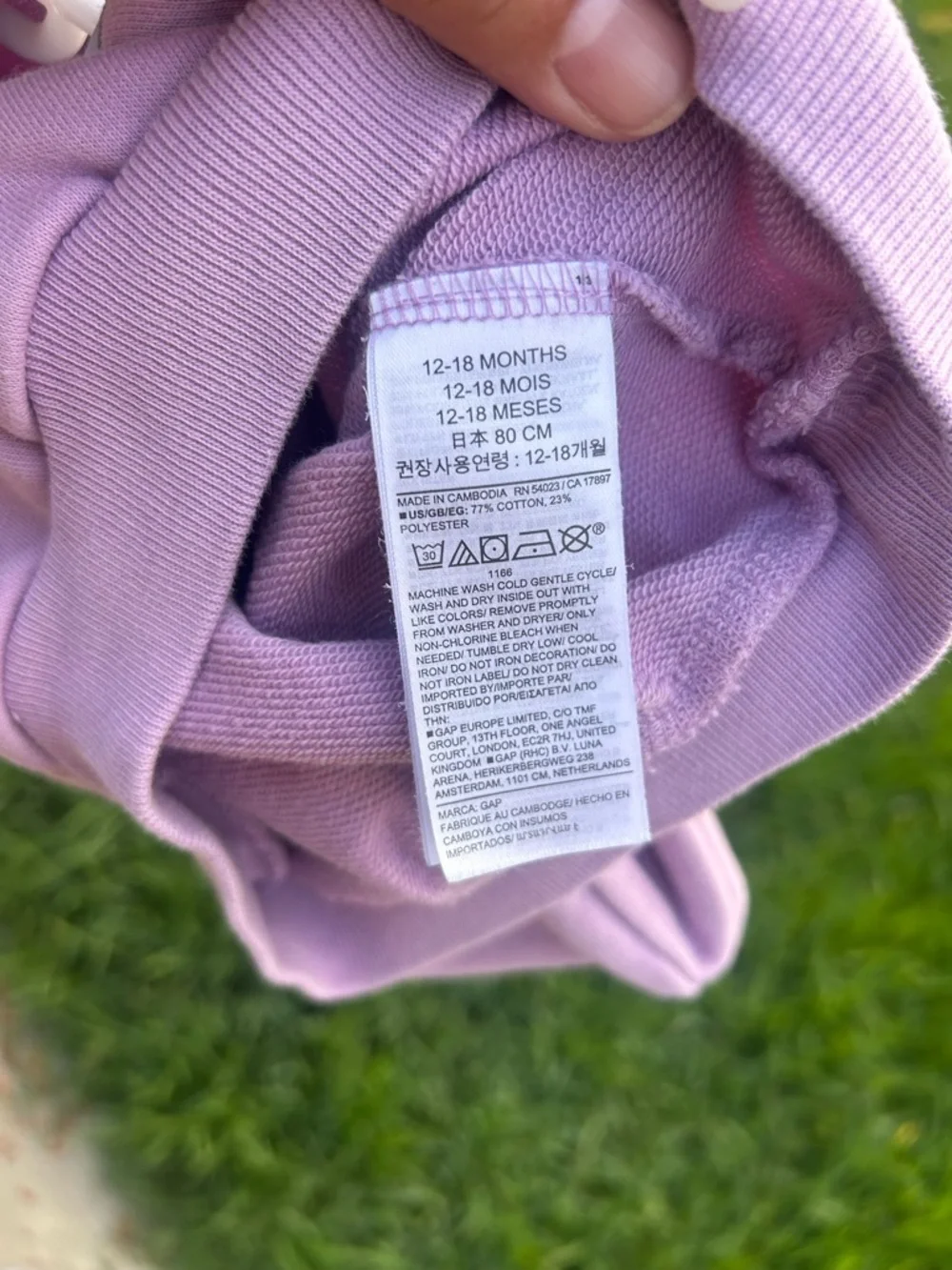 GAP Lavender Crewneck Sweatshirt with Dumbo Graphic and Yellow Hat